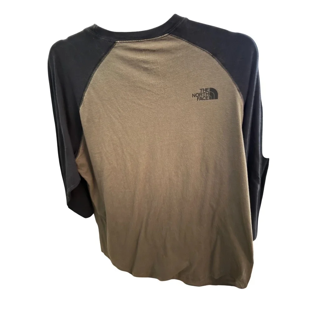 The North Face 66 Graphic Baseball Tee Mens Large Olive Green 3/4 Raglan